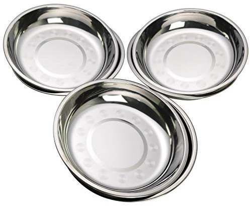 Waikhomes Platos de acero inoxidable para servir la cena, plato pequeño redondo para ensalada, juego de 6