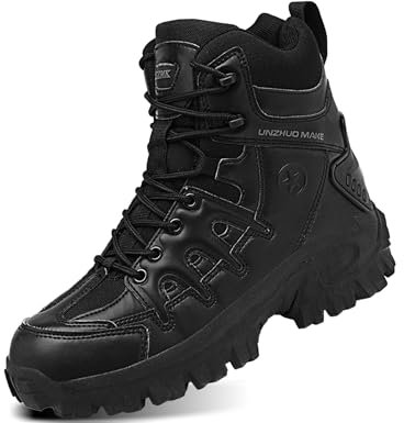 IYVW KKK 1201 SWAT Uomo Tattico Stivali di Pelle con Cerniera Scarpe Alti nero 42 EU