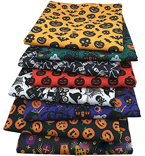 Egurs Halloween Serie Baumwollstoff Stoff Stoffreste Fat Quarters Stoffbündeln Halloween Deko 8 pcs 40 * 50cm