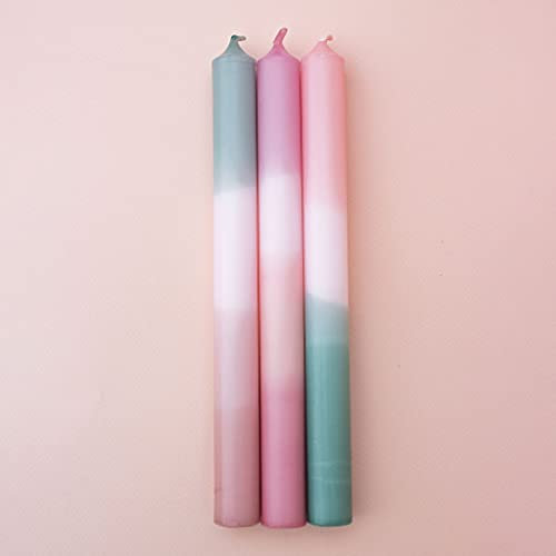 MADAM ERLE | 3er-Set Dipdye Stabkerzen | HEDDA | handgemachte Kerzen extra lang| pastell farbig | bunt | lange Brenndauer| Dekokerzen | Wohnzimmerdeko | Geschenkidee für Frauen Freundin|