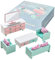 Botiniv Puppenhausmöbel, Exquisites Holzpuppenhaus Luxuriöses Wohnzimmerset, Detailliertes buntes Puppenhauszubehör Sofa Stühle Tisch TV Kissen, Lernspielzeug