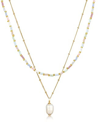 Elli Halskette Damen Beads Barock Layer mit Süßwasserzuchtperle in 925 Sterling Silber