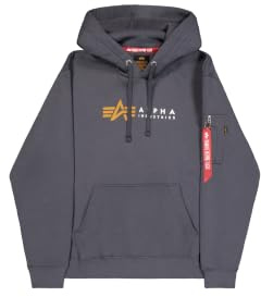 Alpha Industries Herren Label Hoody Kapuzensweat Für Kapuzenpullover, Greyblack, M EU