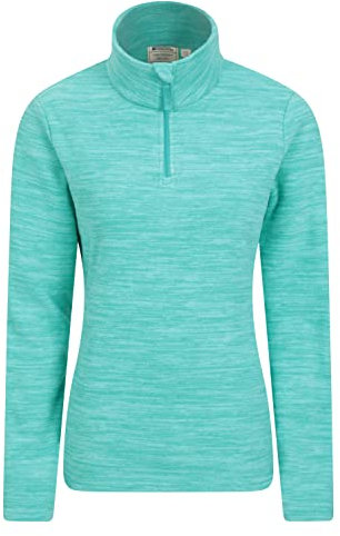 Mountain Warehouse Snowdon Womens Fleece Top - Warm Pullover, Lightweight Sweater, Half Zip, Breathable Ladies Tee, Quick Drying - For Spring Summer, Walking, Travelling Turquoise Women's Size 18