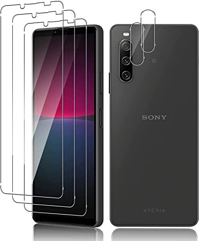 Vanrain pour Sony Xperia 10 IV Verre Trempé, 3 Pièces Protection Écran + 2 Pièces Caméra Arrière Protecteur, 9H Dureté Anti Rayures Haute Définition Sans Bulles Protecteur D'écran