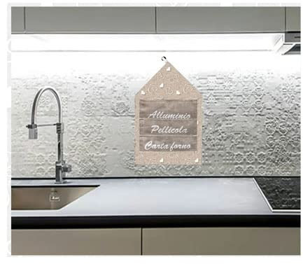 Russo Tessuti Porta Rotolo Alluminio Carta Forno Pellicola ORGANIZZER Cucina Cuori Paris Love-Beige