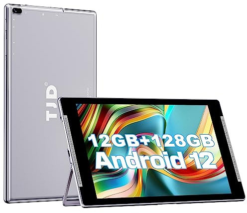 10.1 inch Tablet, Android 12 Tablets with Stand, 6+6GB RAM 128GB ROM (512GB Expandable Storage), HD IPS Screen, 2.0MP+8.0MP Dual Camera, Wi-Fi, Bluetooth, Tablet Silver