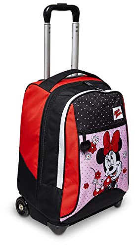 Seven Trolley, Minnie Mouse, 2 in 1, Schulranzen mit Rollen, Rucksack mit Trolleyfunktion für Kinder, ab 1. Klasse, für Schule, Reisen, Mädchen&Jungen; rot/schwarz
