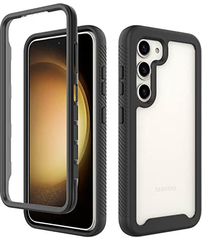 Leedia Ganzkörper Kompatibel mit S23 Hülle 360 Grad Handyhülle Galaxy S23 5G Stoßfest Komplettschutz Case Transparent mit Eingebautem Displayschutz Cover für Samsung Galaxy S23 5G 6.1 Schwarz
