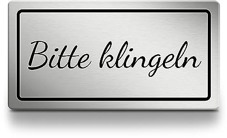 Bitte klingeln Schild rechteckig, 15cm lang in silber, selbstklebendes Klingelschild aus Acryl für draußen, wetterfest und UV-beständiges Hinweisschild