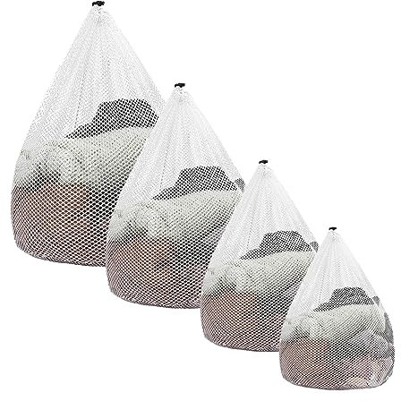 4PCS Bolsa de Lavadora con Cordón Bolsa Rejilla de Malla Laundry Bag de 4 Tamaños Bolsa de Lavanderia Bolsa Reutlizable de Poliéster para Lavadora Bolsa Lavadora Bolsas Ropa Delicada(Malla Gruesa)