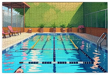 FInpan 1000 Piece Wooden Jigsaw Puzzle, Photographic Style, Flamingo and Swimming Pool Theme, 29.5 X 19.7, 1 Set, 1000 Pieces, 1 Puzzle