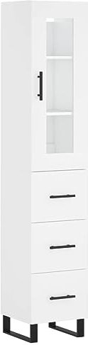 vidaXL Highboard, Sideboard mit viel Stauraum, Kommode Schrank für Wohnzimmer, Anrichte Schubladenschrank Metallbeine, Modern, Weiß Holzwerkstoff