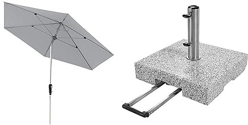 Doppler Sonnenschirm Aluminium 275 Hellgrau Granit-Sonnenschirmständer mit Ausziehgriff 72kg