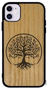 Enowood Coque en Bois de téléphone Iphone Artisanale - Arbre de Vie - Iphone 11 Pro - Frêne