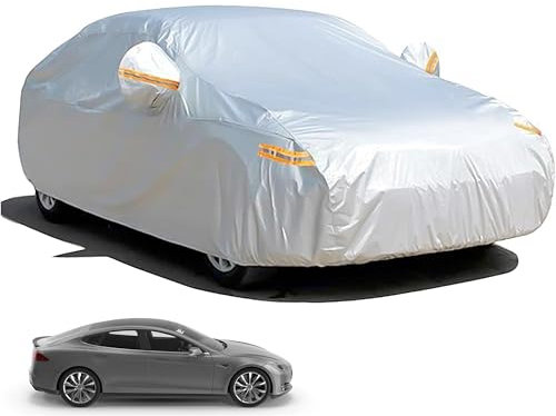 3X Universale Autoschutzhülle: wasserdichte Autoplane für PKW/KFZ – Car Cover in Silber für umfassenden Schutz