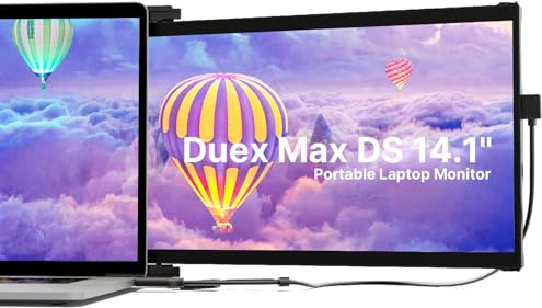Mobile Pixels Duex Max DS 14,1” Tragbarer Monitor, FHD 1080p, USB-C/HDMI, Kompatibel mit 14–17” Laptops, Windows/macOS/Android/Switch