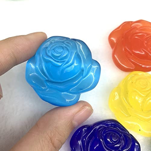 UYCUODLUY Raue Heimdekoration natürlichem Kristall, natürliche Bunte Katzenaugen-Rose, blütenförmiger Kristall, handgeschnitzte Blumen, dekorative Geschenke, Natur- und Kristallsteine (Color : Blue)
