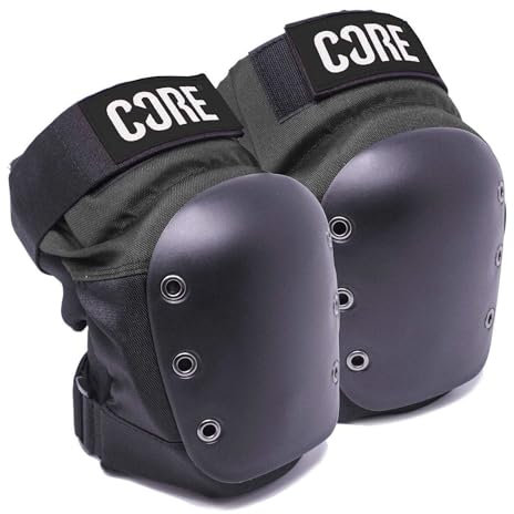 Core Street Knee Pads for Skateboarding Scooter BMX & Roller Skating Pro Protective Gear Suitable for Kids aged 6-12, Teenagers & adults Heavy Duty Super Durable Skate Pads - Black/Grey - S