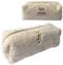 Teddy Kosmetiktasche mit Initialen Bestickt - Personalisierte Plüsch Schminktasche ideal als Organizer für die Handtasche (Beige)