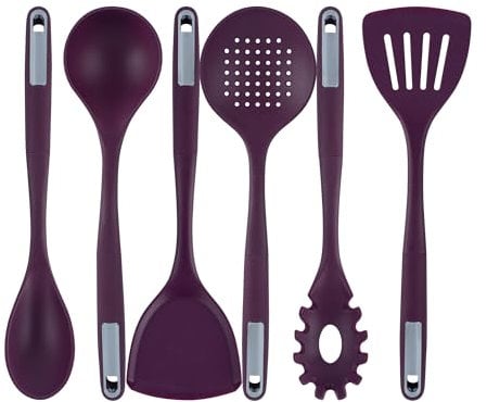 Restaurantware -Met Lux Küchenhelfer-Set, 6-teiliges Silikon-Küchenutensilien-Set, violette Silikon-Küchenutensilien, für antihaftbeschichtetes Kochgeschirr