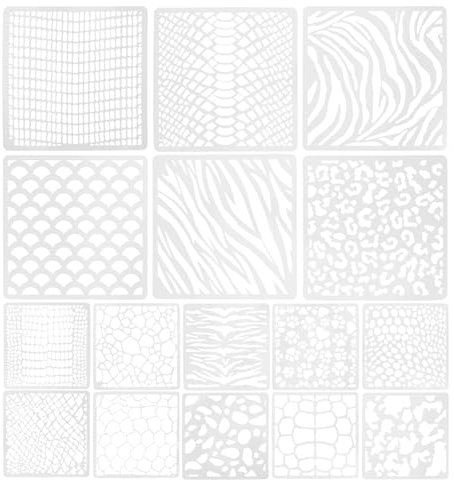Operitacx 16 Stück Malschablonen Aus Kunststoff Mit Tierhaut-Mustern Für DIY Schablonensprühfarbe Und Basteln Wiederverwendbare Zeichenschablonen Für Scrapbooking Und Handwerk