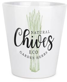 Purely Home Vaso per piante di erba cipollina – Ingredienti di cottura erbe verdi piccolo vaso in ceramica per interni con foro di drenaggio, regalo per la casa, vaso da fiori diametro 9 cm