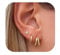 Dochais 3 Paar 14K Vergoldete Ohrringe Set - Ohrstecker Klein, Creolen, Doppel, Hypoallergen, Zirkonia, Schlafen Knorpel für Damen Herren