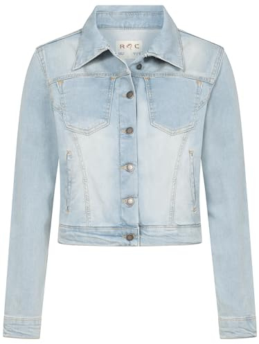Rock Creek Damen Jeans Jacke Übergangs Jacke Denim Blouson Stretch Kurz Classic Jeansjacken Urban Stonewash D-493 Himmelblau XS