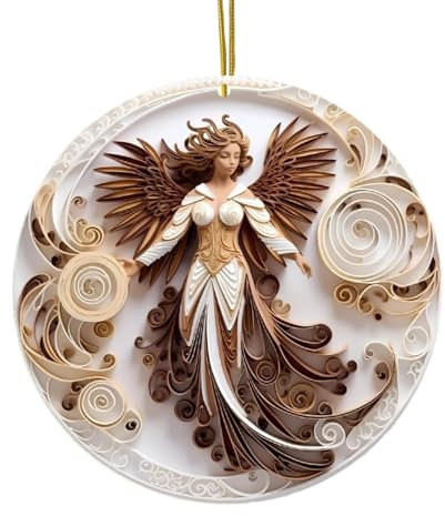 Adornos de Navidad de ángel, adornos de ángel de Navidad 2D acrílico con cordón, figura coleccionable, decoración de árbol de Navidad, colgante sagrado para espejos retrovisores de coche, mochilas
