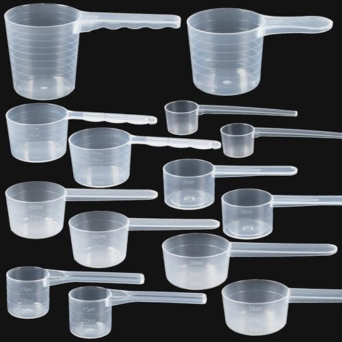 Sinofort Cuchara Medidora Gramos,14 Piezas Cuchara Medidora Gramos Plastico Cuchara Dosificadora,con Escala,para LíQuidos y SóLidos para Cocinar(Capacity:100ml,70ml,50ml,40ml,30ml,20ml,15ml,10ml)
