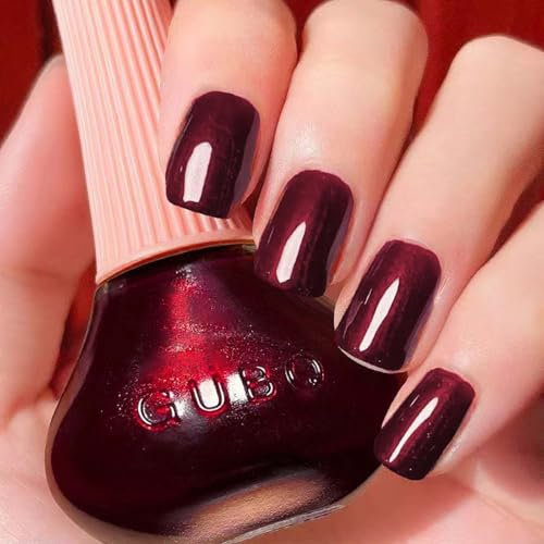 Pearl Red Nail Polish - Shimmer Glitter Nail Polish - Dark Brown Red Pearlescent Shimmer Nail Varnish - Air Dry Long Lasting Nail Art Smooth Texture Nail Polish Gifts for Women