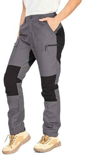 Yenwits Wanderhose Damen Outdoor Hosen Langlebig Robust Atmungsaktiv Trekkinghose Arbeitshose für Outdoor-Aktivitäten und Außenarbeiten(2093,Hellgrau,S)