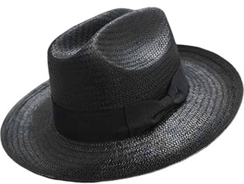 Zkydhbd Sombrero, sombrero de paja decorativo con cinta, resistente a la intemperie, sombrero de borde ancho, unisex, sombrero de moda para viajes y vacaciones en la playa, color negro, Negro, 41