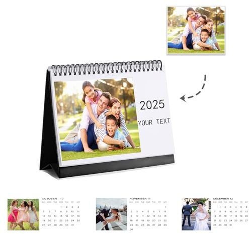 Personalisierter Tischkalender 2025 mit Foto und Text; Fotokalender 2025 zum Selbstgestalten;Personalisierter Fotokalender Familienkalender für Familie, Freunde;13 Fotos