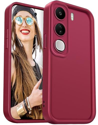 DESSEN Funda para Vivo V40 SE 80W Capa Protectora- Silicona Carcasa Antigolpes Protector Camara Móvil Case Cover Suave Bumper Resistente, Rojo Vino