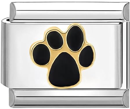 Quiges - 9mm Italian Style Charm Modul Edelstahl Hundepfoten für Italienische Armbänder