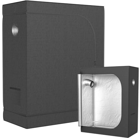 Aufun Grow Zelt, Grow Tent 120x60x150cm Growschrank für Pflanzen Zuchtzelt Gewächshaus Box Garten Anzucht Gemüse Kräuter Grow Schrank, Indoor Anbauzelt, Growroom für Blumen klein Tomaten Hydro Green