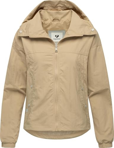 Ragwear Damen Übergangsjacke Oversized Sommerjacke kurz mit im Kragen verstaubarer Kapuze Cerys YOUMODO Sand Gr. S
