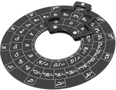 Metal Circle of Fifths Rad Gitarre Lernwerkzeug für Musik, Tragbares Melodie -Tool für Gitarristen und Klavier (BLACK)