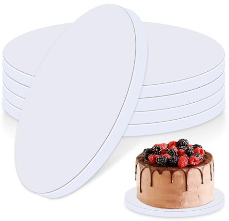 5 Pièces Support Gateau Rond 25 cm, Plateau Gateau 25 cm x 12 mm, Support a Gateau en Carton Réutilisable pour Gâteaux, Plat à Gâteau Rond pour Gâteaux et Desserts de 6-9 Pouces