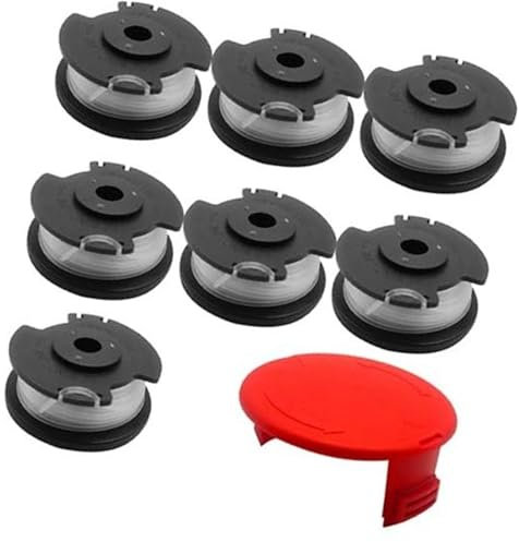 Wivplex Fadenspule for Rasentrimmer, for Einhell GE-CT 18/28 Li und GE-CT 18/28 Li TC, 1,6 mm, 4,9 m, TLE-03-Nylon-Rasentrimmerfadenspule (7 Spulen + 1 Abdeckung) Rasenmäherspule(BLACK 7 Spool+1 Cover