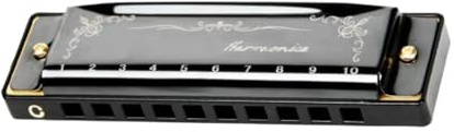 Mundharmonika Musikinstrument Spielzeug Blues Mundharmonika Harfe für Partyspiele Bühnenauftritte Anfänger Reisen Ausflüge(Black)