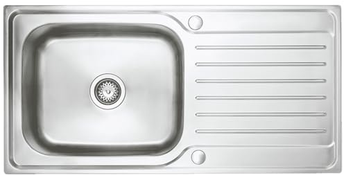 Austen & Co. Florenzo Large Stainless Steel Inset Reversible Single Bowl Kitchen Sink with Drainer