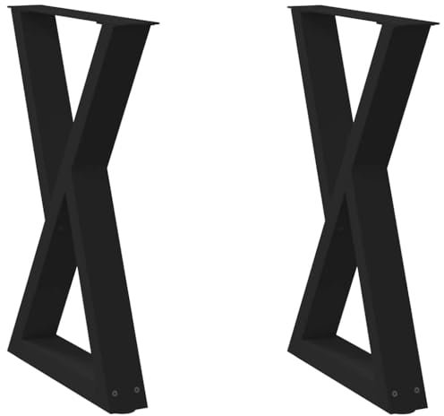 Eleganz Esstisch Beine 2 STK. Schwarz 60x(72-73,3) cm - Pulverbeschichteter Stahl - Langlebig & Stabil - Perfekt für Wohnzimmer & Esszimmer