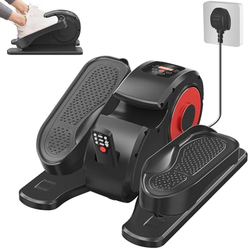 HOFTME Ellipsentrainer im Sitzen,Crosstrainer,Beintrainer, Einstellbarer Geschwindigkeits Cross Trainer mit Fernbedienung, Sitzende Pedaltrainer für Senioren und Erwachsene (TD001-Rot Schwarz)