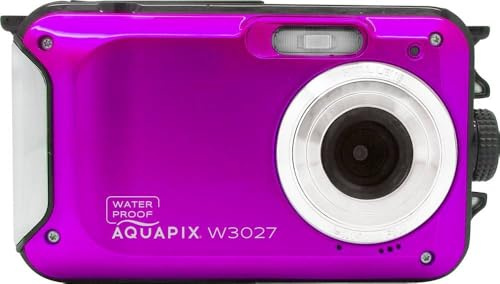 Aquapix W3027 'Wave' Unterwasserkamera, wasserfest bis 3 m, 2.7 Display, bis zu 30 MP Auflösung, 4X Digital-Zoom, 5 MP Sensor, Pink
