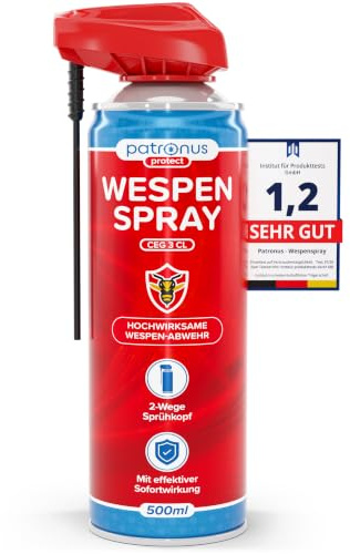 Patronus Wespen Spray mit langem Sprührohr & Sofortwirkung [500 ml] | Wespenspray für effektive Wespen Abwehr, Mittel gegen Wespen & Wespennester - hochwirksames Anti Wespen Spray