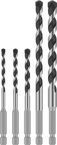 Bosch 5x PRO HEX-5 Bohrer-Set, 4x100, 5x100, 6x100, 8x150, 10x150 mm, 5pcs | für Harter Stein, Beton, Ø 4,00, 5,00, 6,00, 8,00, 10,00 mm, Professional Zubehör Bohrmaschine, Schrauber