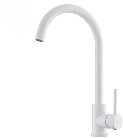 Hudor Robinet de Cuisine K024W - Mitigeur Cuisine Laiton - Collection Argolide - Facile à installer - Robinet Evier de Cuisine Pratique et Solide - Blanc